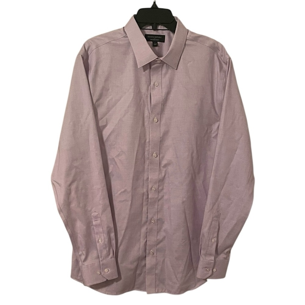 Banana Republic Men’s Purple Non-Iron Slim Fit Button Up Collard Shirt Size L‎